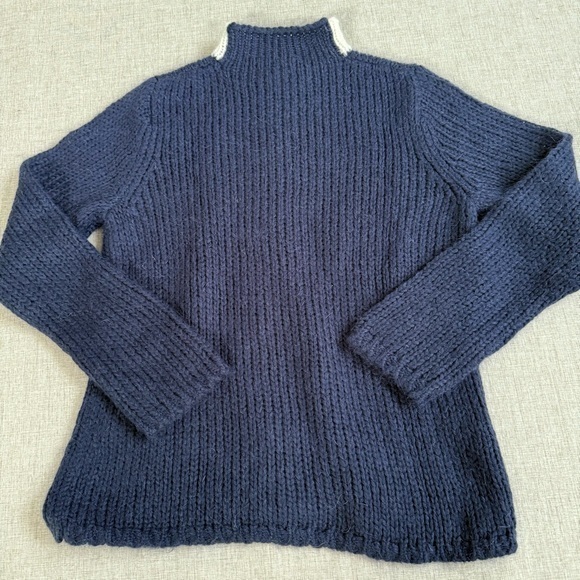 L.L. Bean Oversized Chunky Cable Knit Sweater mohair‎ wool blend Women's Large - Picture 8 of 9